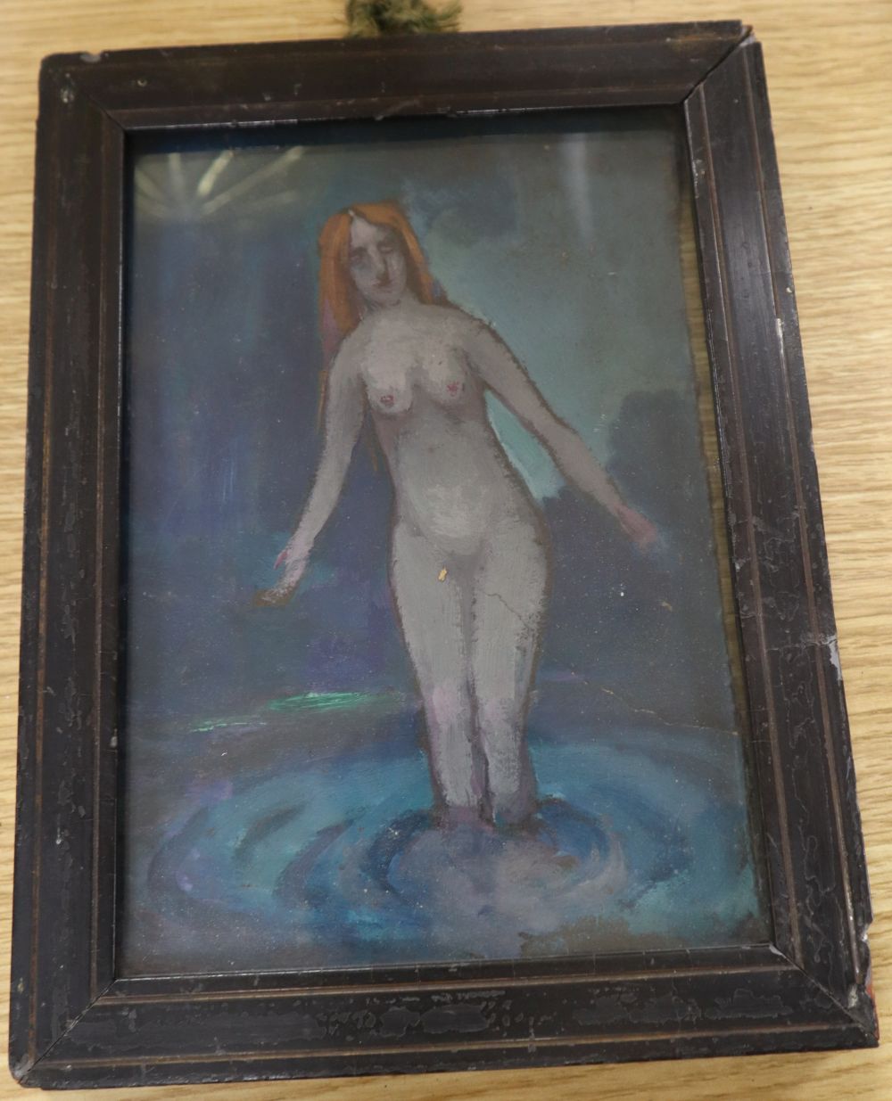 Phelan Gibb (1870-1948), gouache on card, Female bather, inscribed verso, 19 x 13cm